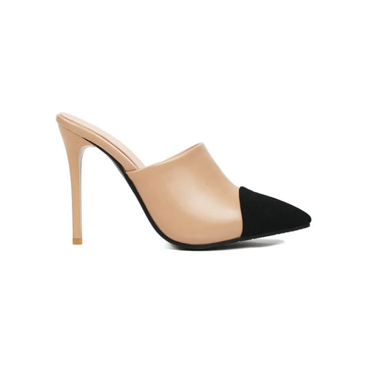 Women's Matte Leather Slipper High Heels