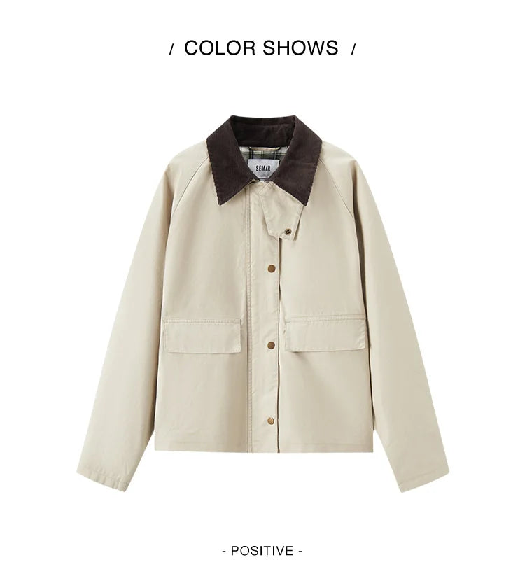Women's Raglan Sleeve Patchwork Jacket - Loose Fit Retro Chic Autumn Coat