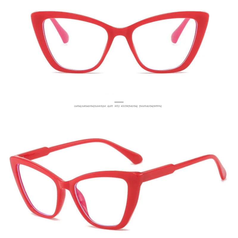 Women's Cat Eye Anti-Blue Light Glasses - Retro Flat Lens Prescription Compatible