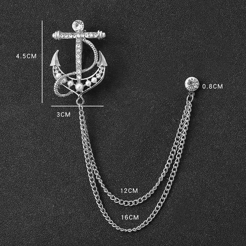 Rhinestone Eagle Brooch - Vintage Airplane Tassel Chain Lapel Pin