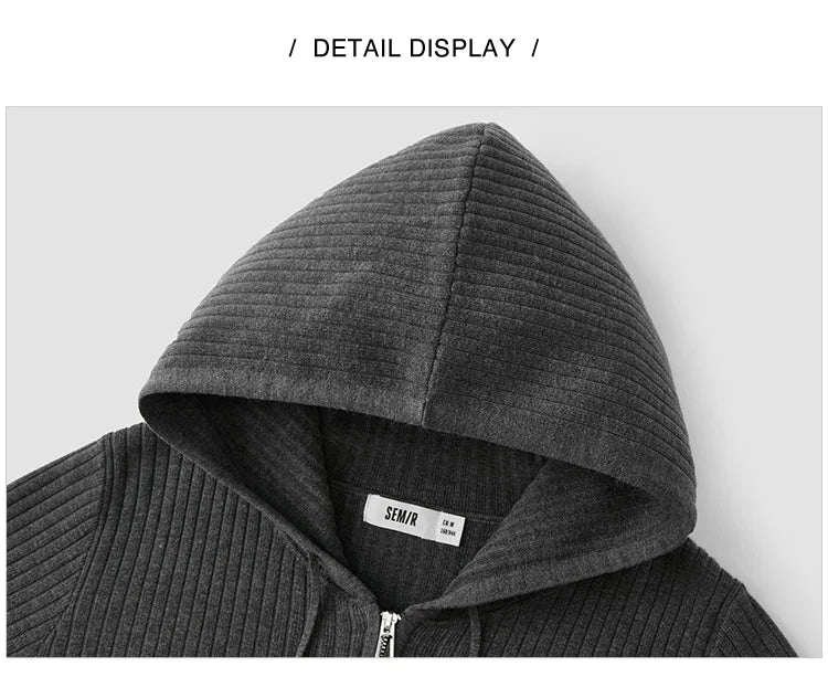 Women's Knit Hoodie Dress - Slim Fit Textured Mid-Length Winter Casual Style