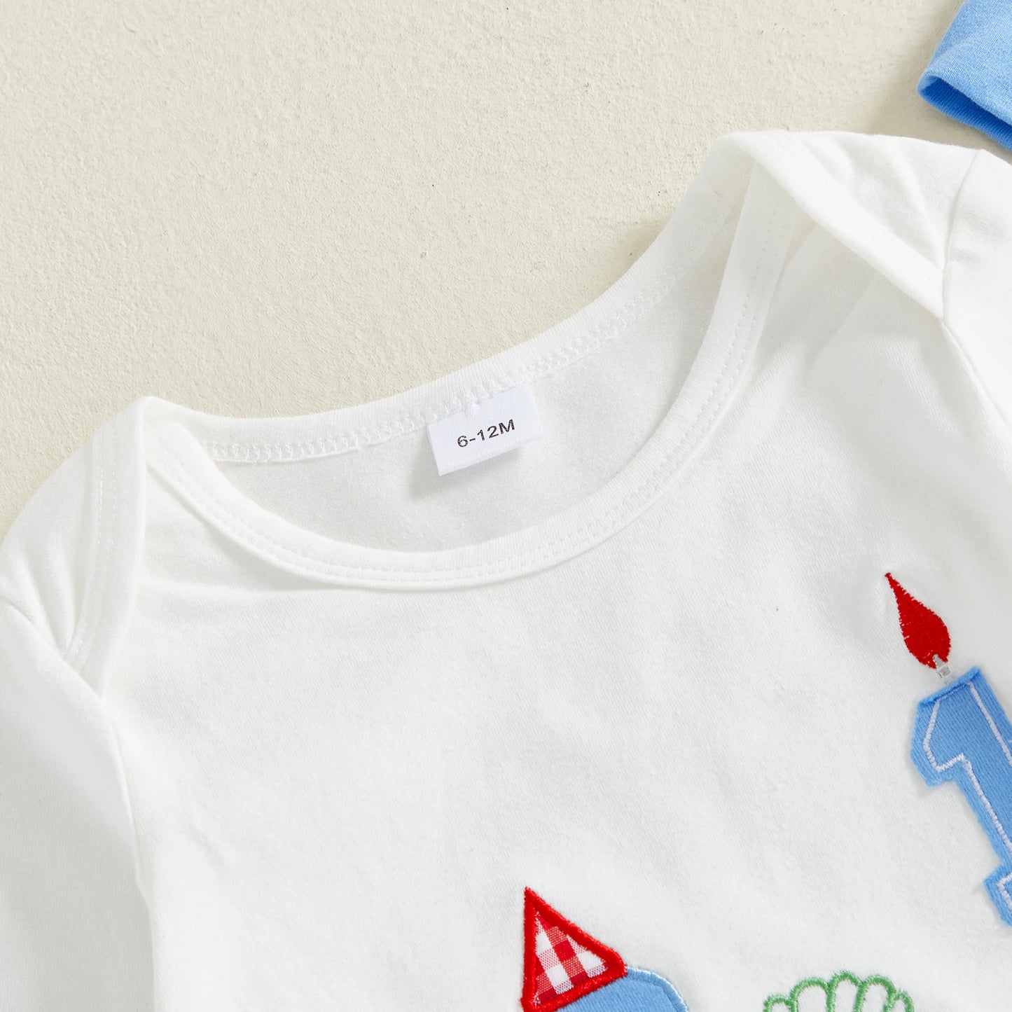 Newborn Baby Boys Birthday Clothing Set - Dinosaur Embroidery Romper, Pants & Hat 3-Piece (0-18M)