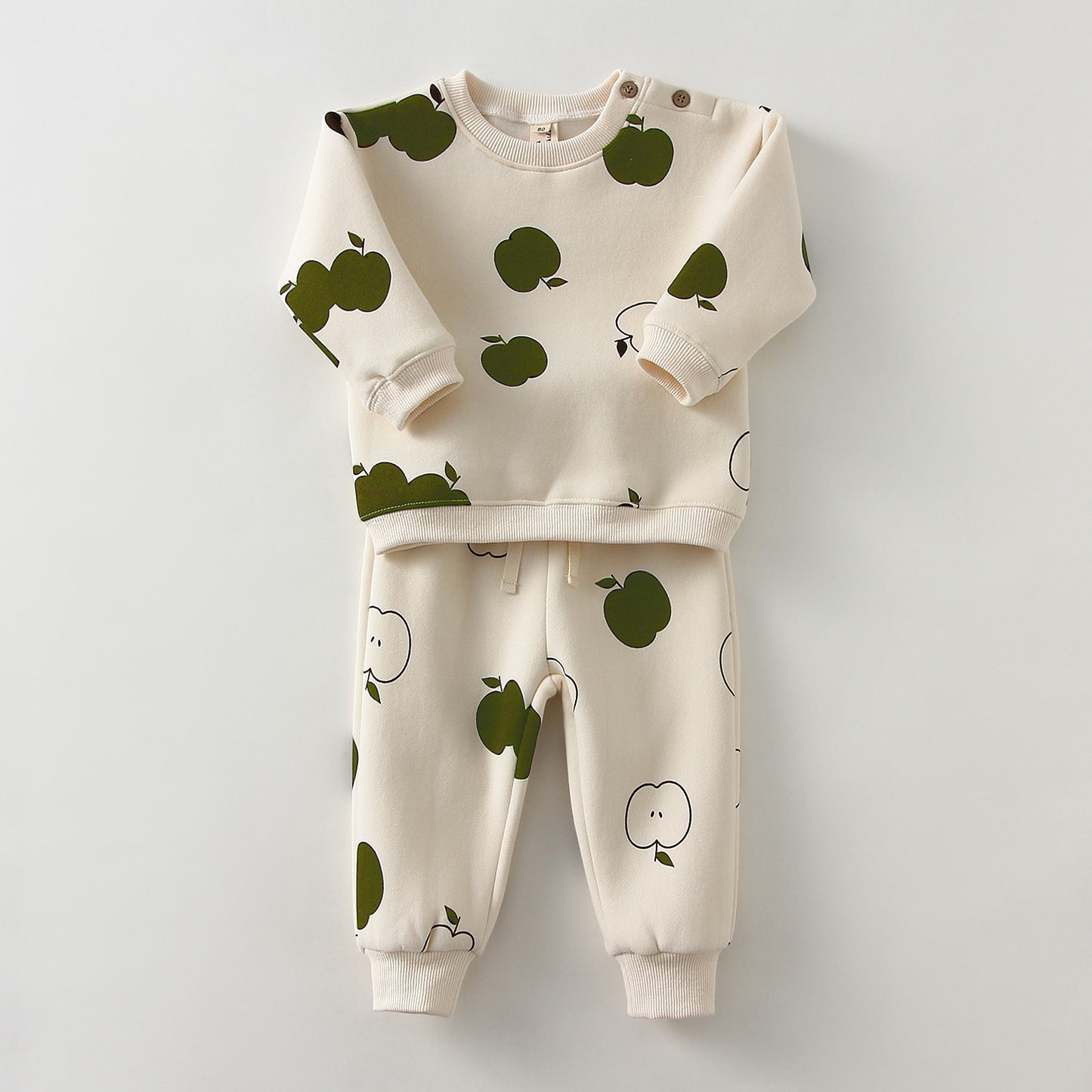 Children's 2Pcs Embroidery Thicken Fleece Warm Sweatshirt and Pants Set Outfit