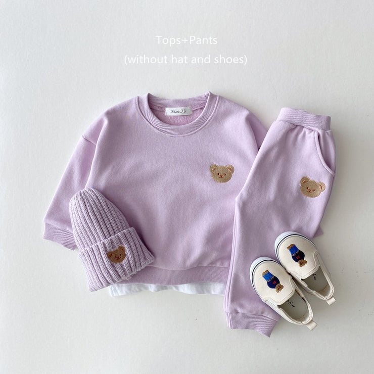 Children's, Toddler, Baby Sports Bear Sweatshirt Pants 2Pcs Outfits Set