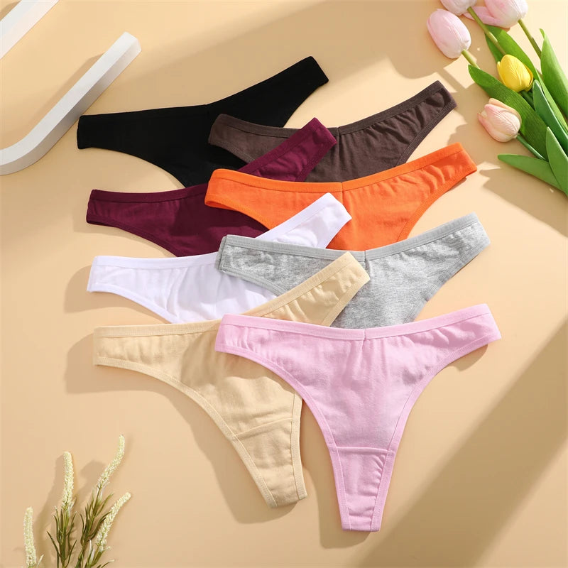 3Pcs Cotton Thongs Pantie Low Waist Comfortable Underwear Breathable G-string Soft Lingerie