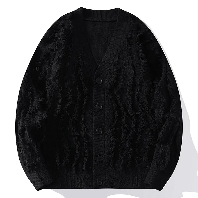 Men's Korean Style V-Neck Cardigan - Vintage Loose Knit Sweatercoat