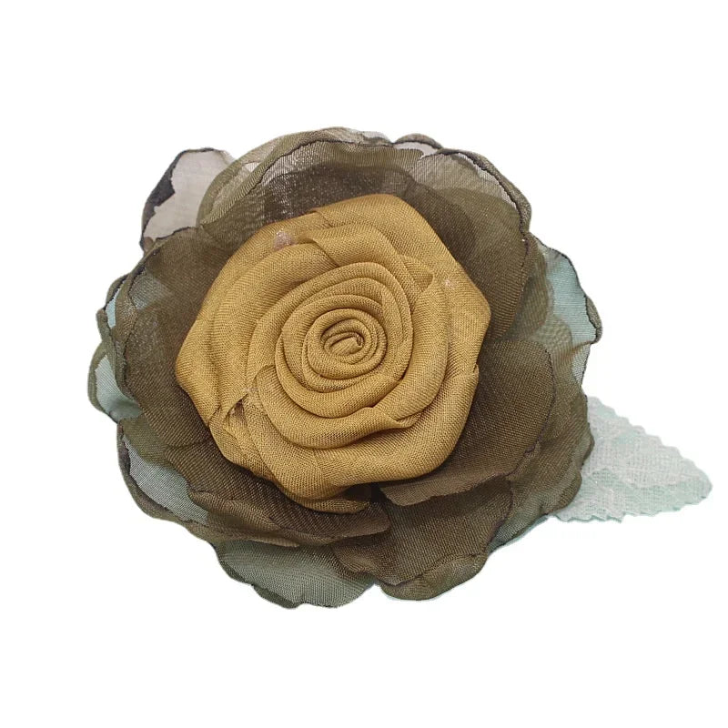 Silk Camellia Flower Brooch Pin - Elegant Corsage for Women