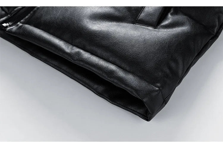 Men's PU leather Stand-up collar thickened cotton-padded Jacket