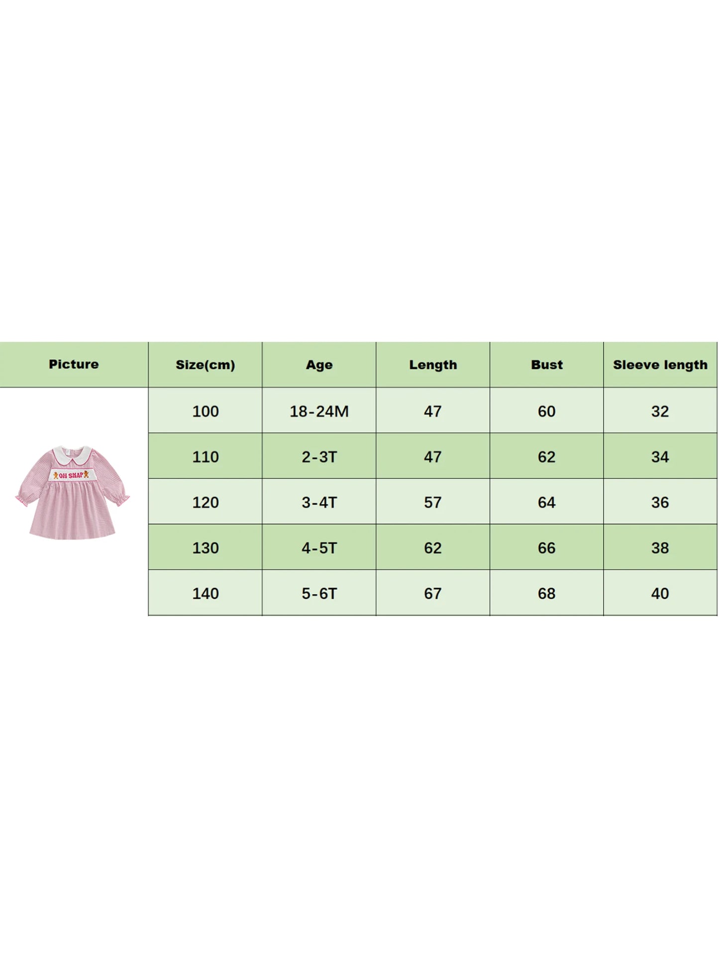 Lovely Girls Christmas Plaid Dress with Gingerbread Embroidery (1-6Y)