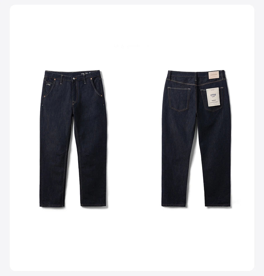 Men's Comfortable Tapered Jeans - Colourfast Washed Denim