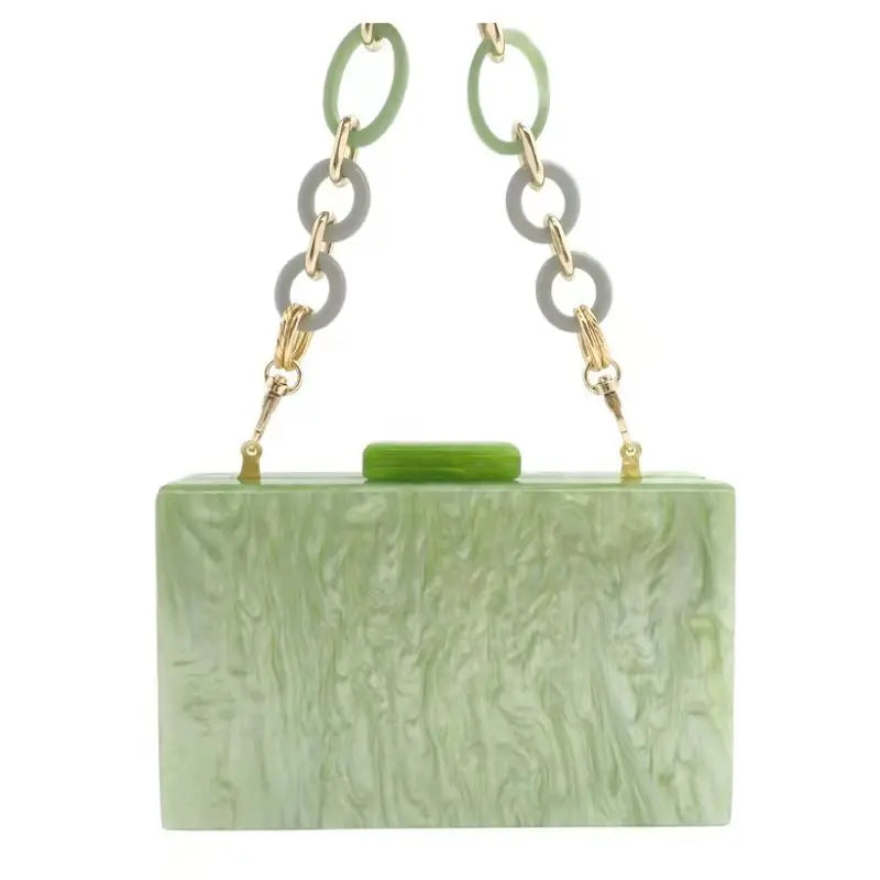 Women's Green Acrylic Crossbody Bag - Luxury Designer Clutch Shoulder Bag