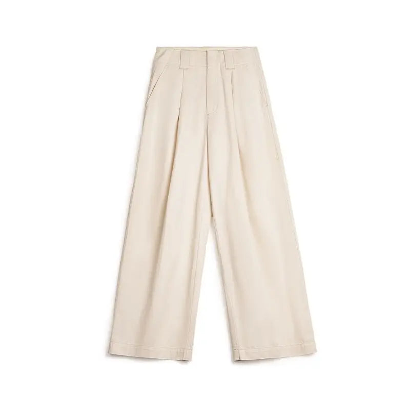 Women's Vintage Pleated Wide-Leg Palazzo Pants - Floor-Length Trousers
