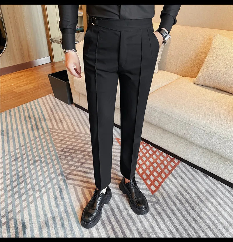 Men's British Style Slim Fit Smart Casual Trousers