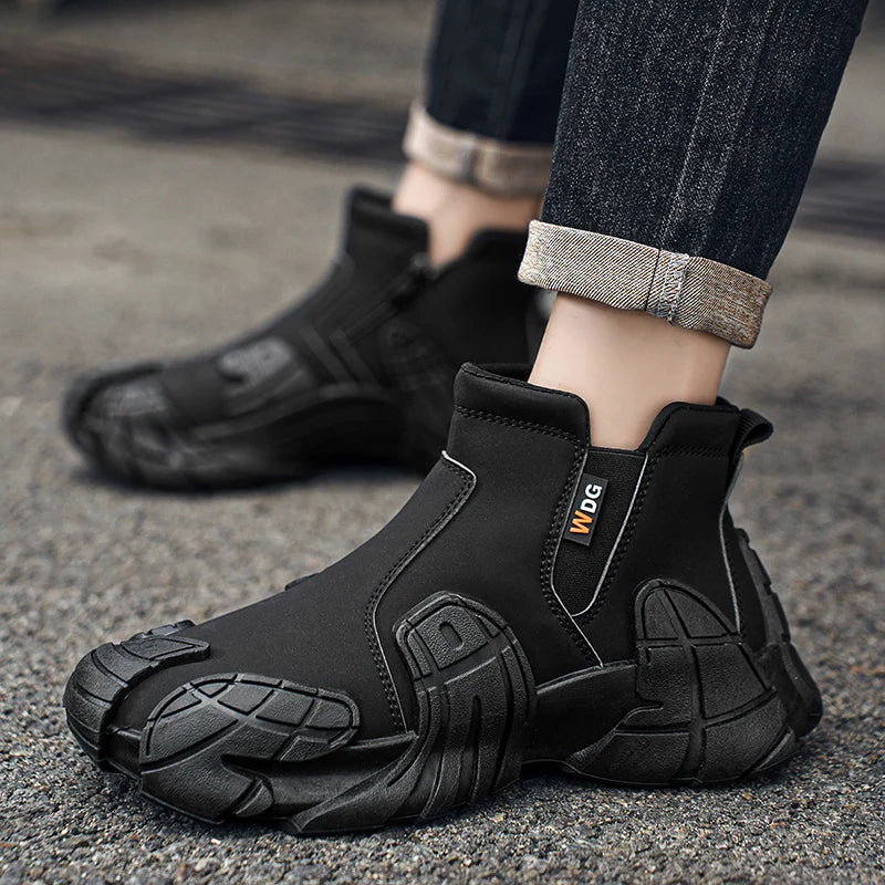 Men's Casual High Top Platform Skateboard Slip On Ankle Comfortable Vulcanized Sneakers