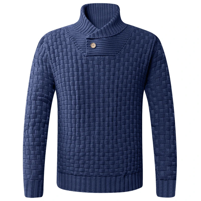 Men's Turn Down Collar Knitted Sweater - Slim Fit Casual Pullover