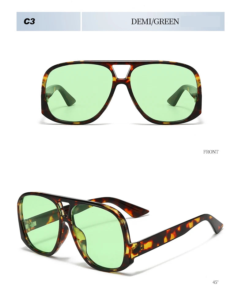 Unisex 1/3pcs Oversized  Double Bridges Sunglasses UV400