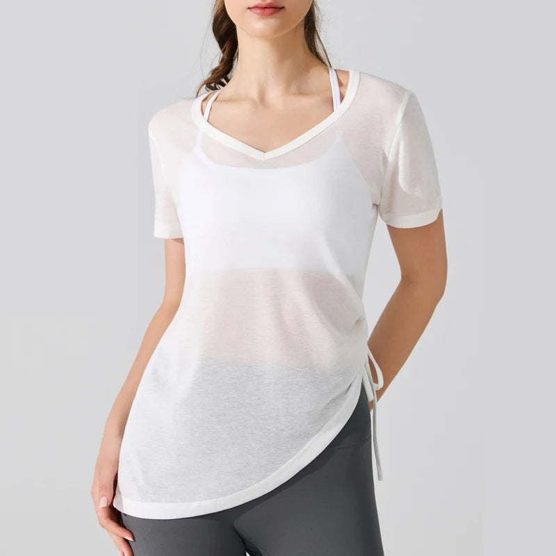Women's Short Sleeve Yoga T-Shirt - Breathable Quick Dry Workout Top