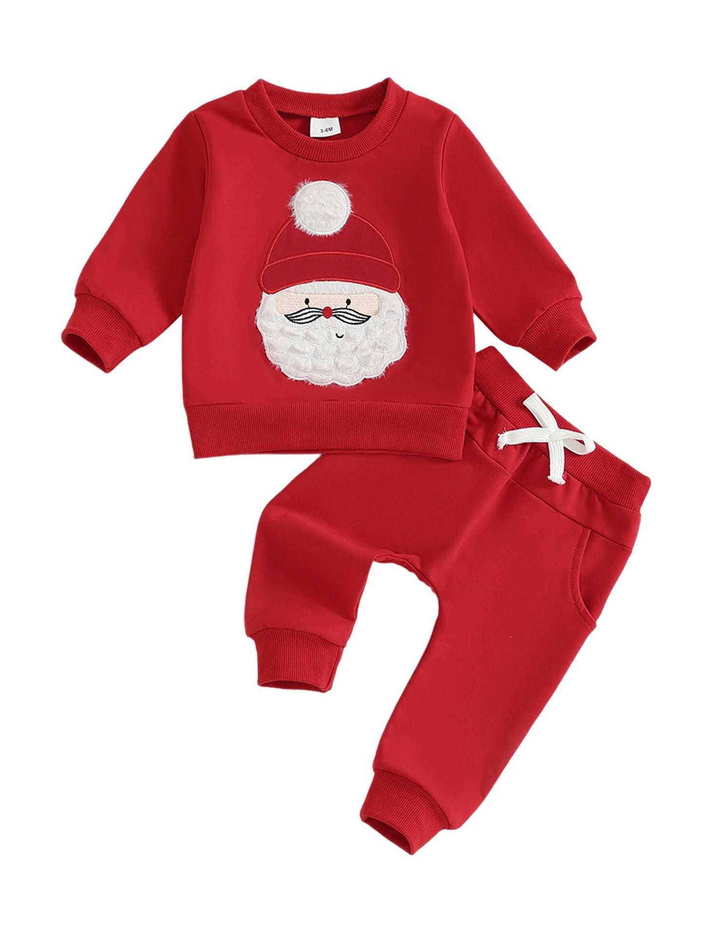 Infant Baby Boys Christmas 2-Piece Clothing Set - Santa Claus Embroidery Top & Pants (0-3Y)