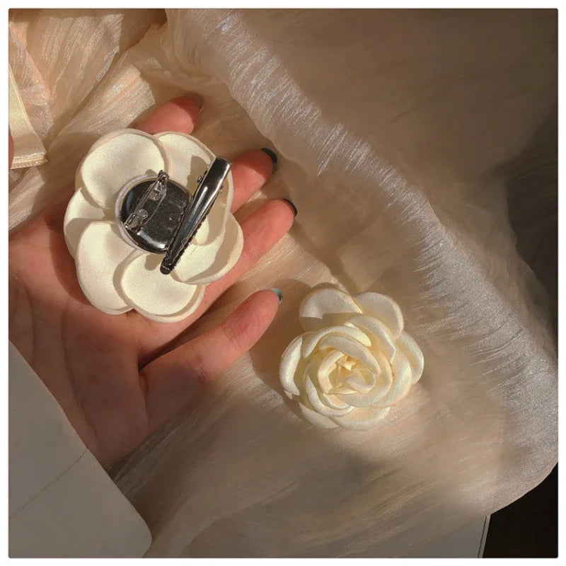 Premium Fabric Camellia Flower Brooch - Elegant Lapel Pin for Women