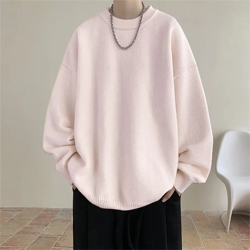 Men's Knit Pullover - Loose Casual O-Neck Sweater