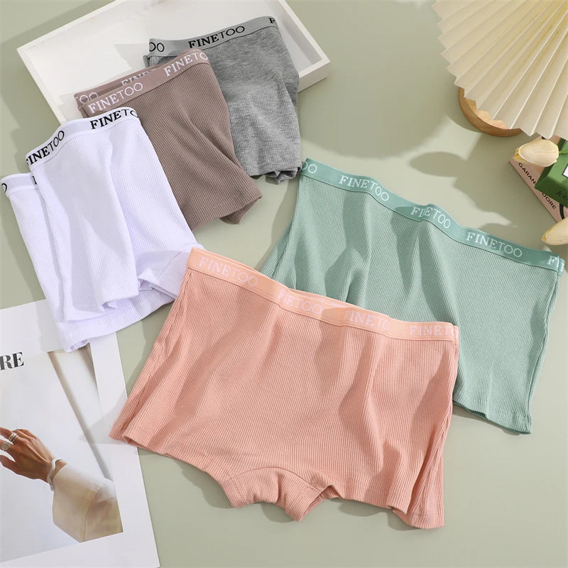 Women's Cotton Boxer Shorts - Seamless Mid Waist Safety Underwear