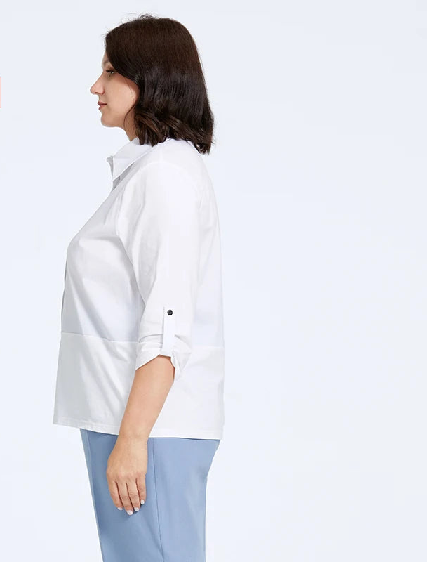 Women's Blouses Elegant Lapel Stitching Plus Size Shirt