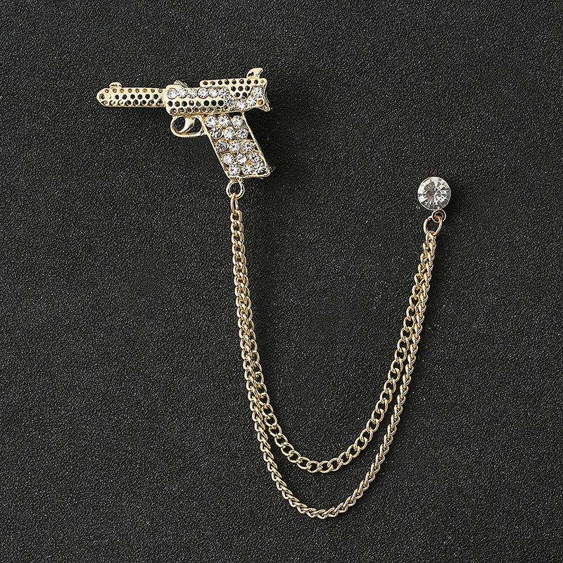 Rhinestone Eagle Brooch - Vintage Airplane Tassel Chain Lapel Pin
