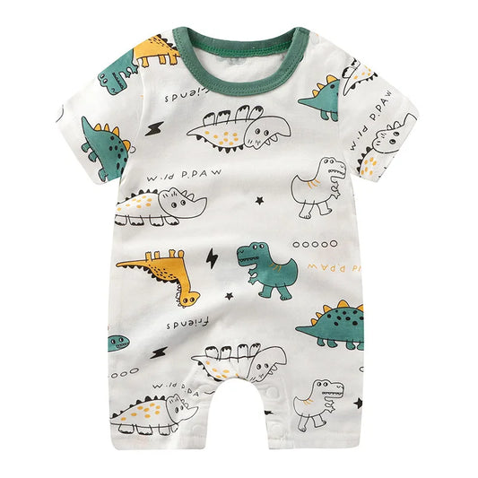 Baby's  Short-sleeved Cartoon Print  Jumpsuit Romper Babygrow