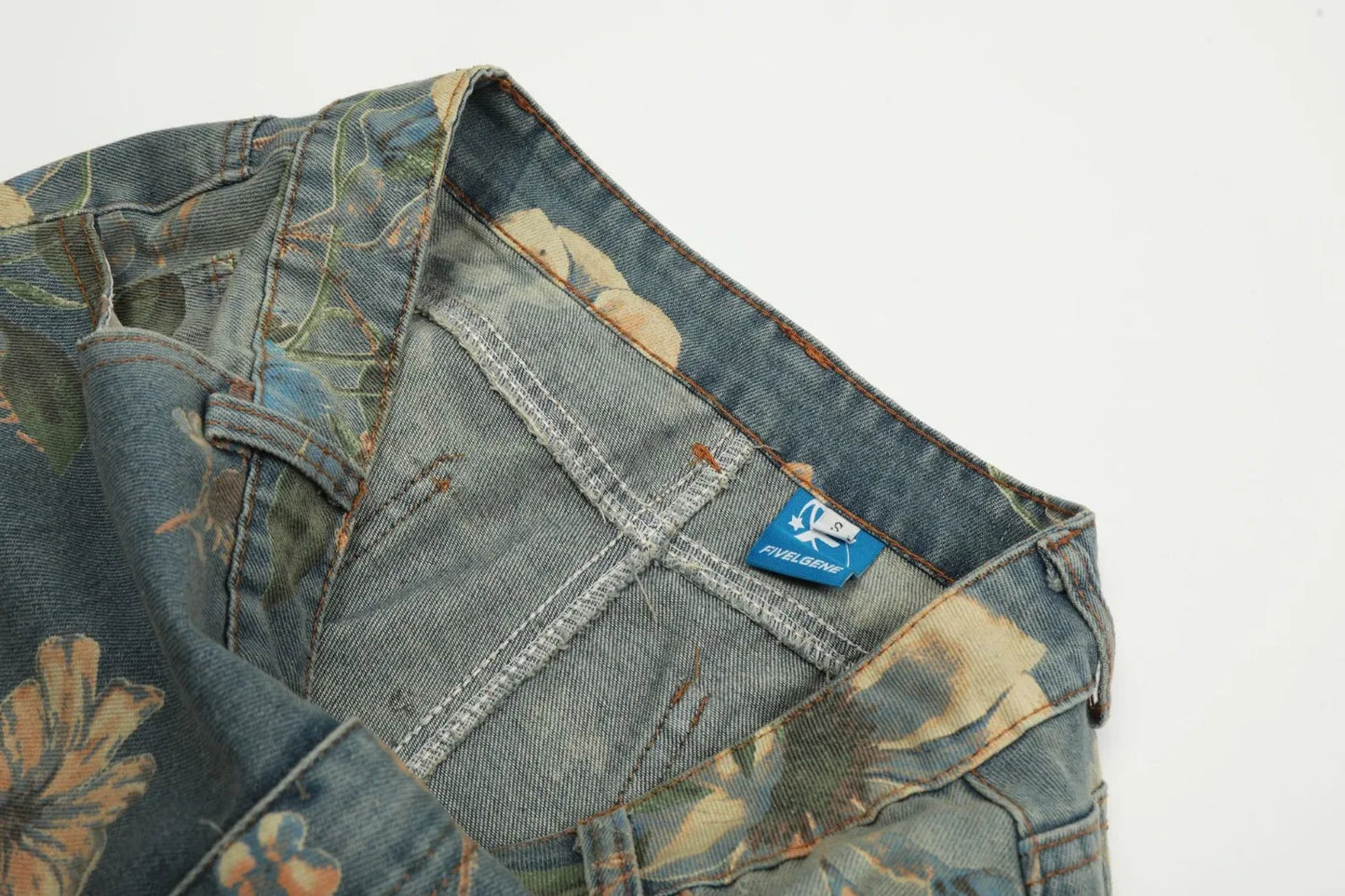 Men's Floral Print Jeans