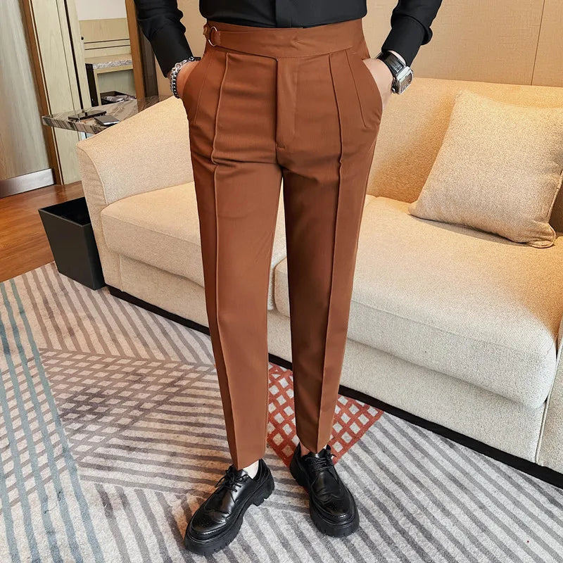 Men's British Style Slim Fit Smart Casual Trousers