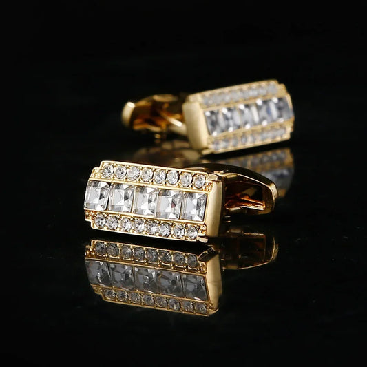 Rhinestone Crystal Cufflinks - Men's Elegant Wedding Formal Accessories