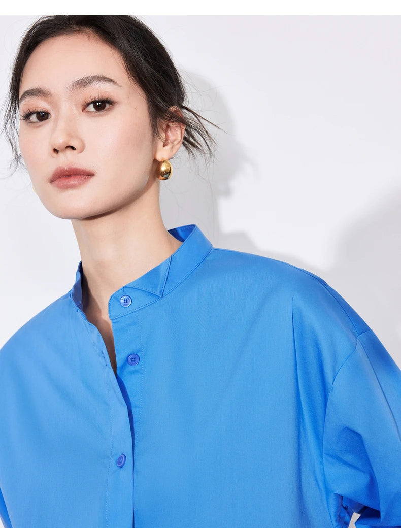 Women's Blouse Stand Collar Single Breasted Button  Shirt