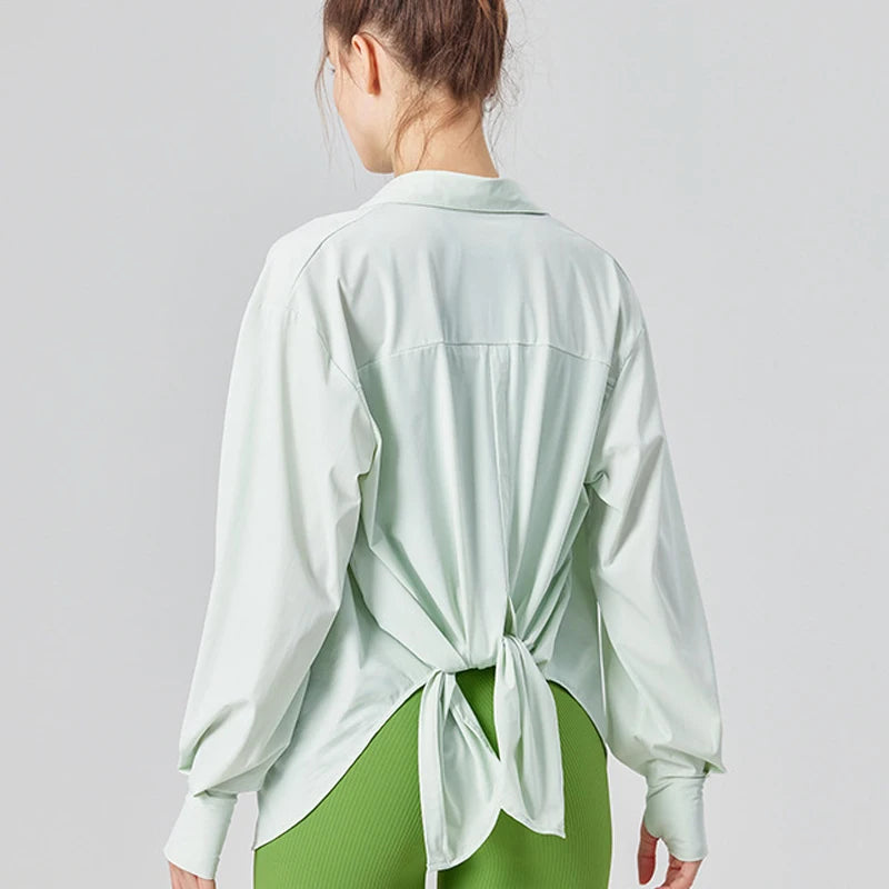 Women's Long Sleeve Sun Protection Yoga Shirt - Lightweight Athletic Top