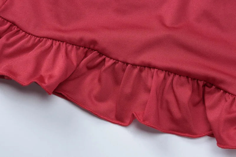 Women's Sleeveless Ruffle Mini Open Back Tie Detail Ruched Bodycon Dress