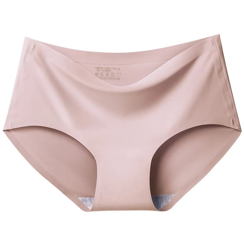 Women's 3Pcs Seamless Ice Silk Underwear Invisible Comfort Briefs Mid-waist Panties Breathable Lingerie