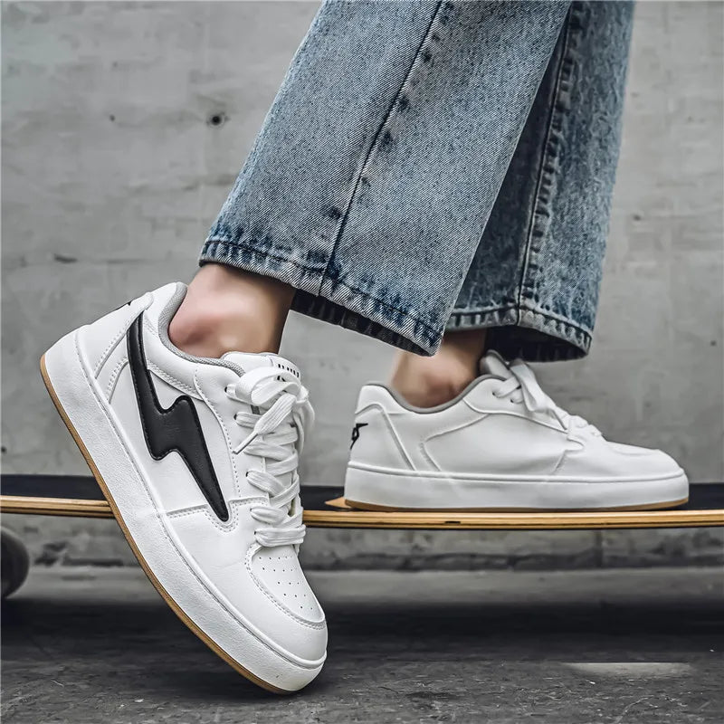 Men's Casual Sneakers Lightning Design Platform Skateboard Shoes Tennis Sports Shoes Outdoor Comfortable Vulcanized Sneakers