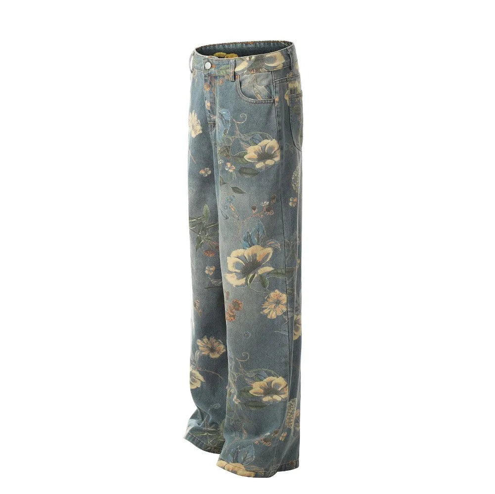 Men's Floral Print Jeans
