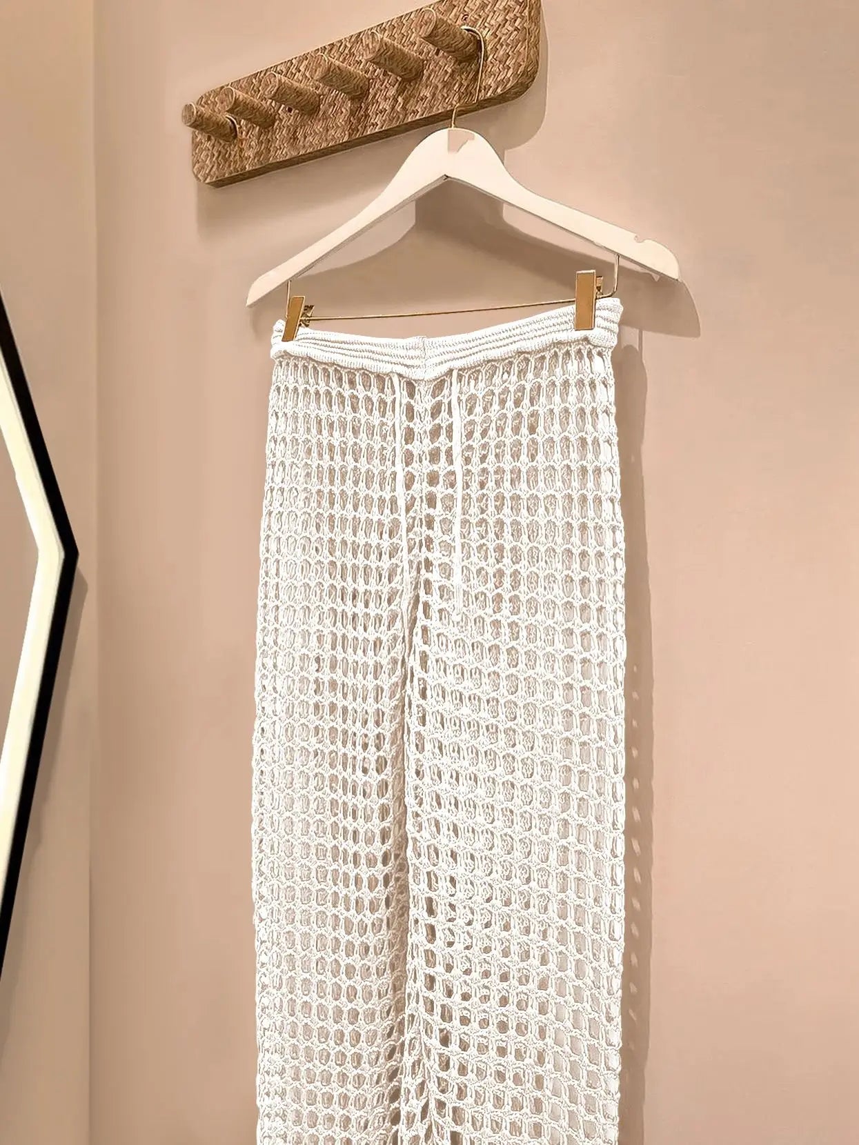 Elegant Wide Leg Knit Pants - Women's Summer Elastic Waist Trousers