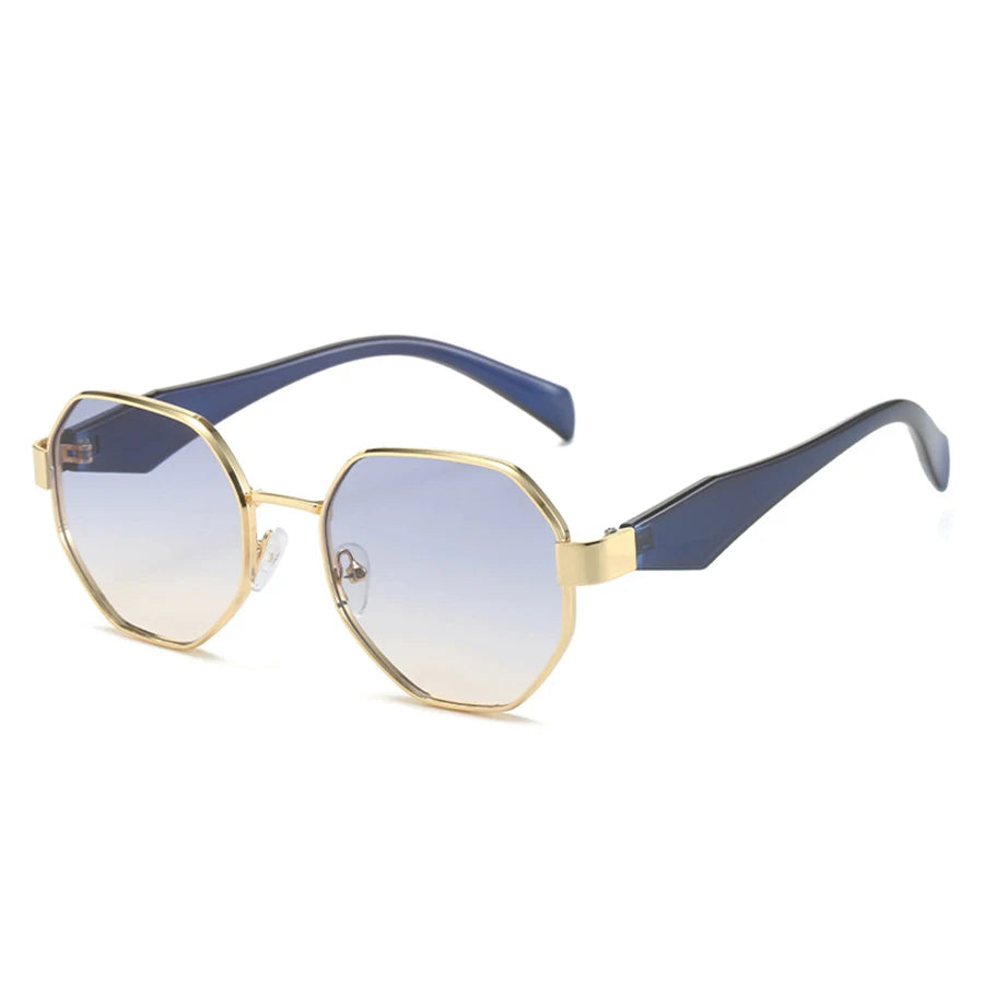 Trendy Polygonal Metal Frame Sunglasses - Women's Retro UV400 Protection