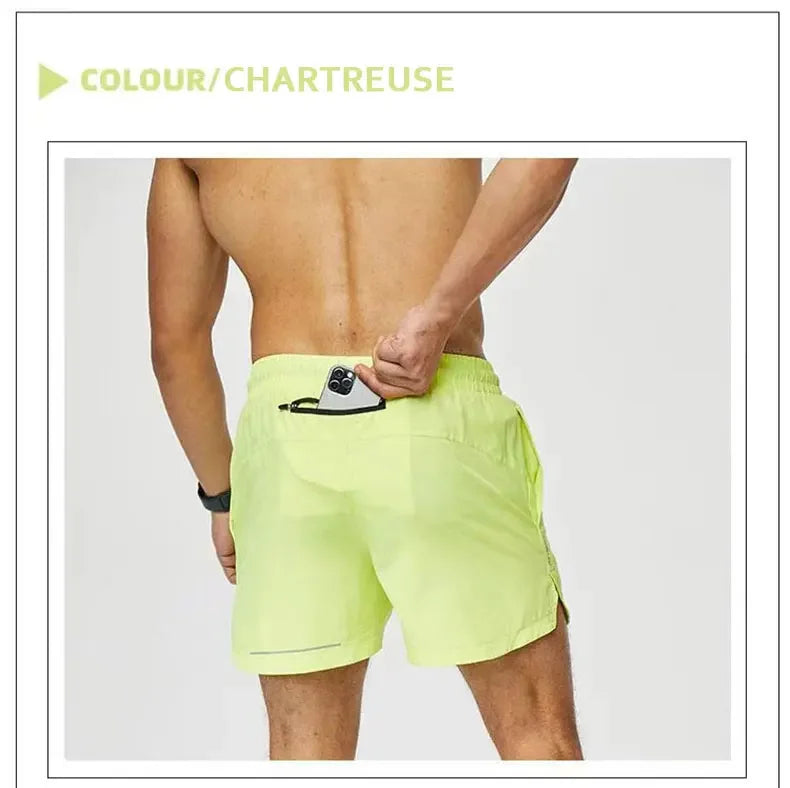 Men's Single Deck Beach Sweat Shorts with Zipped Back Pocket Running Training Marathon Athletic Breathable Shorts
