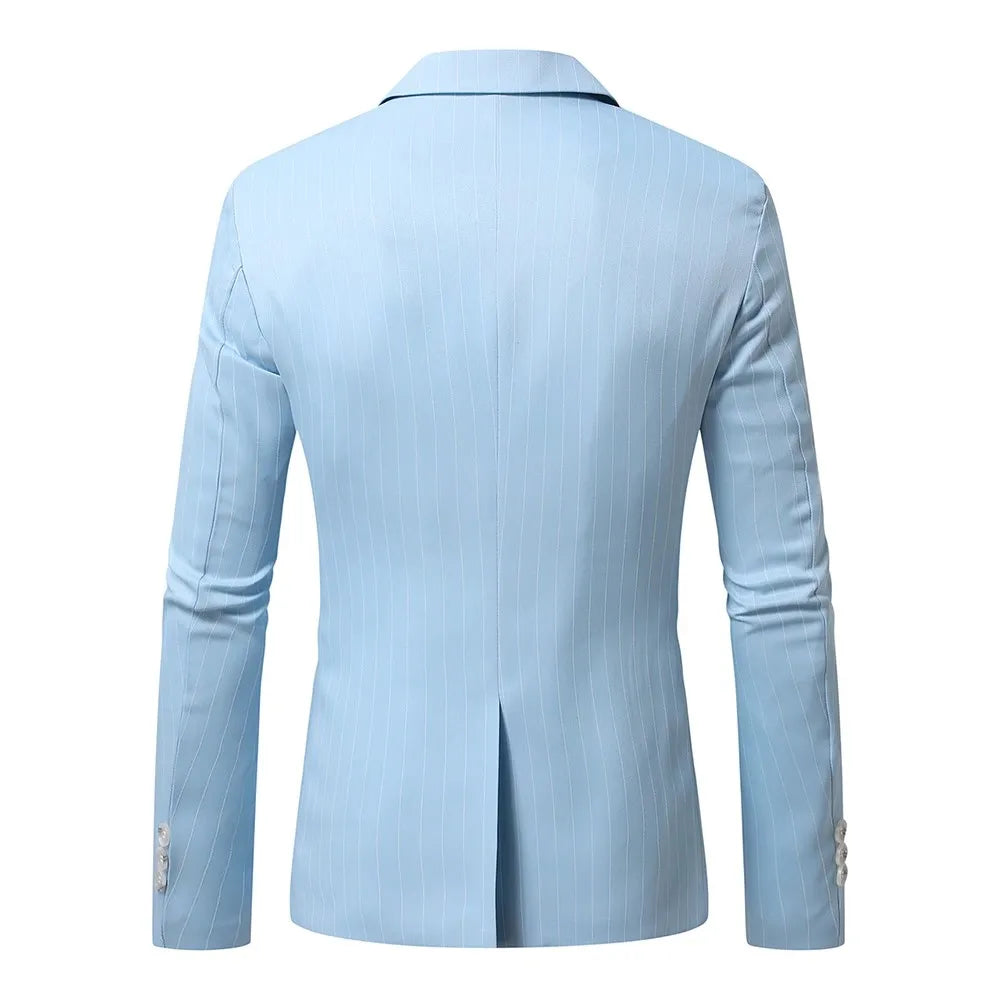 Men's Striped Blazer - Slim Fit Smart Casual Wedding Suit Jacket
