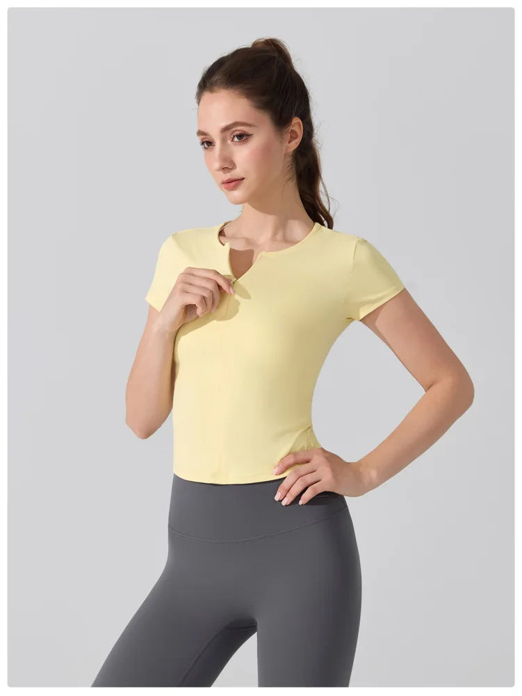Women's Quick-Dry Yoga T-Shirt - Breathable Slim Fit Athletic Top