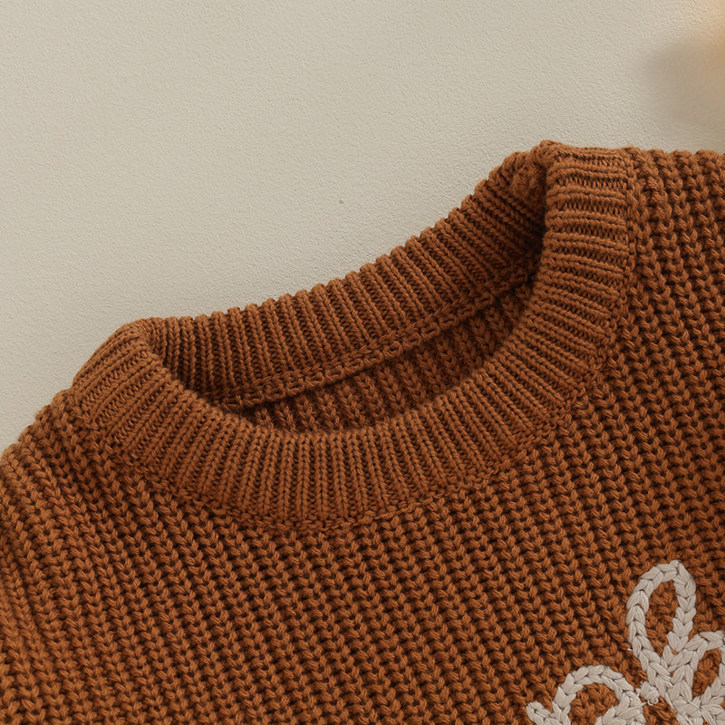 0-3Y Toddler Baby Girls Boys Autumn Winter Knit Sweater 3 Colors Long Sleeve Pumpkin Letter Embroidery Knitwear