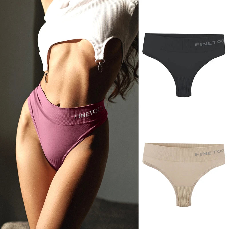 Seamless High Waist Thongs - 2 Pack Plus Size Underwear