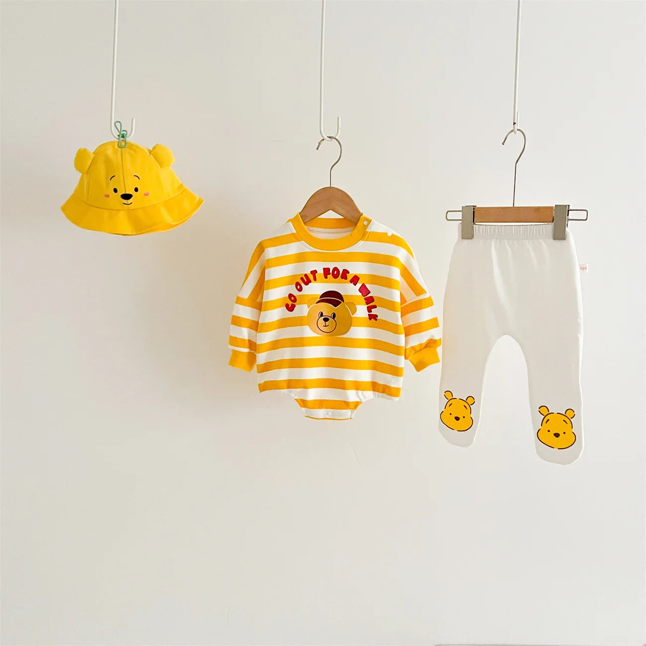 Baby's 100% Cotton Yellow Striped Bodysuit Outfit