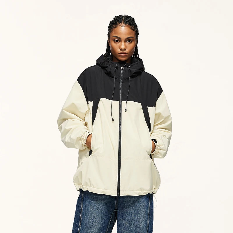 Unisex Winter Arctic Velvet Inner Parkas  High Neck Windproof Cotton Padded Hooded Jacket Outdoor Coat