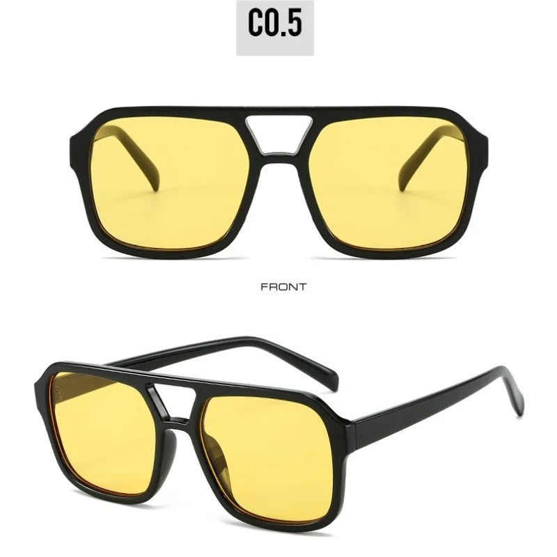 Women's Retro Square Sunglasses - Large Frame UV400 Protection Eyewear