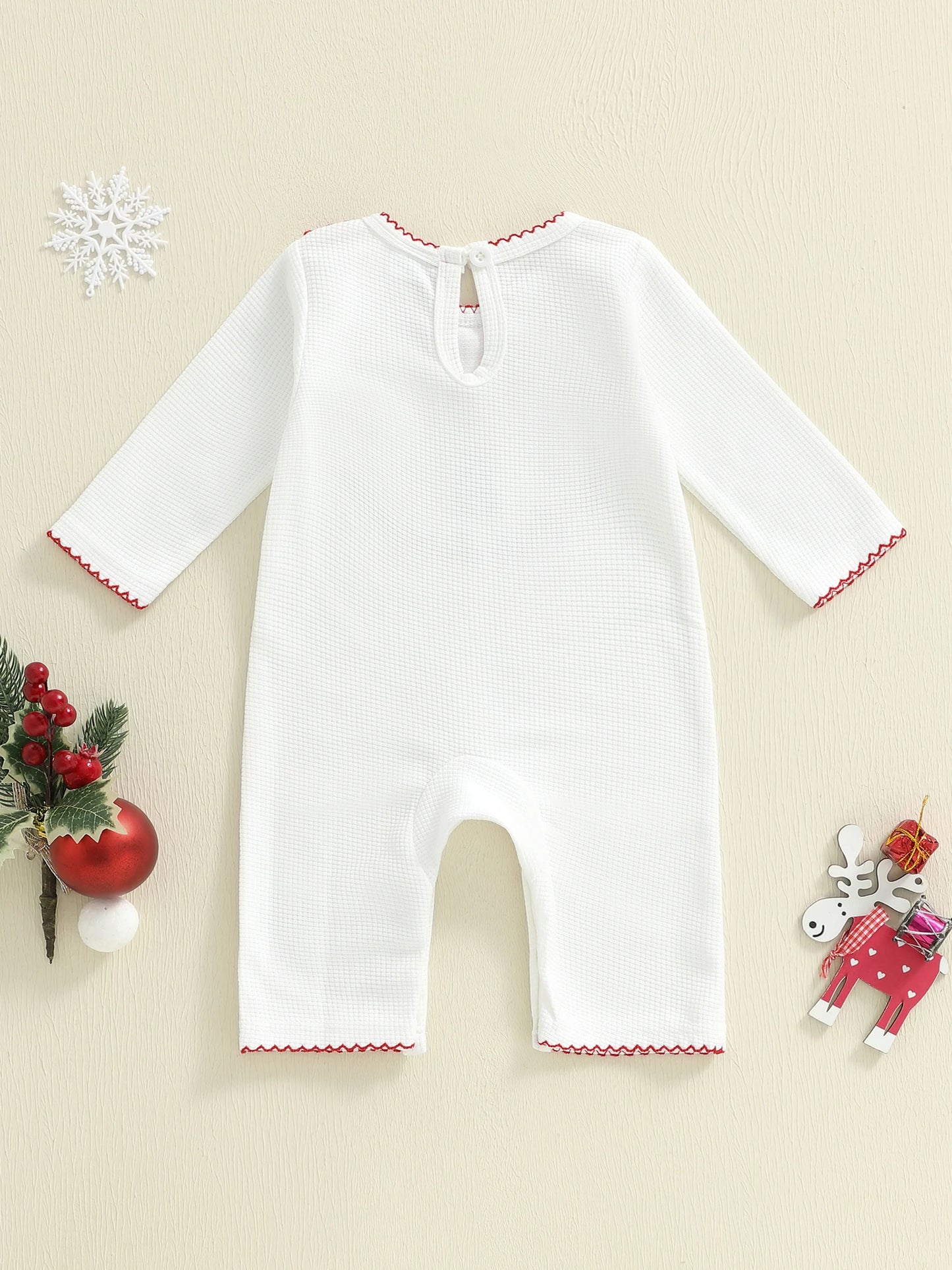 Baby Christmas Tree Embroidered Plaid Romper (0-6M)
