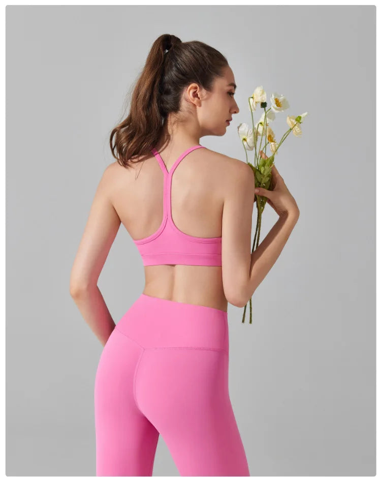 Women's Fitness Yoga Bra Buttery Soft Gym Crop Top Back Breathable Workout Top Sports Vest