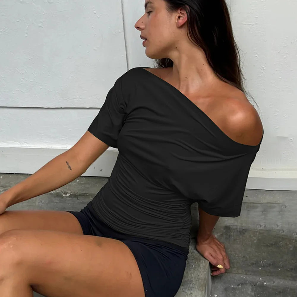 Women's Ruffled Mini Dress - Single-Breasted V-Neck with Flare Sleeves